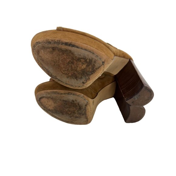 Vince Camuto Kamaye Ghillie Platform Sandal Tan Suede Lace-UP Chunky Heels 9 - Picture 9 of 12